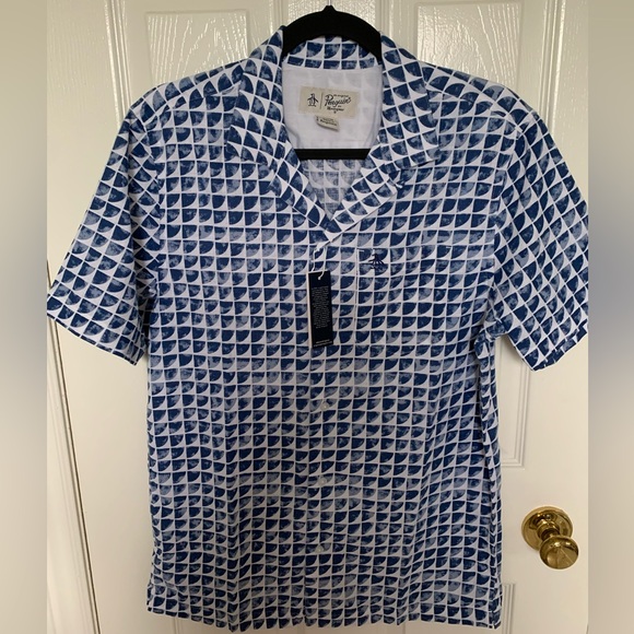 Original Penguin Printed Men’s Short Sleeve Button Down Linen Shirt🐧🏝️☀️ - Picture 3 of 11